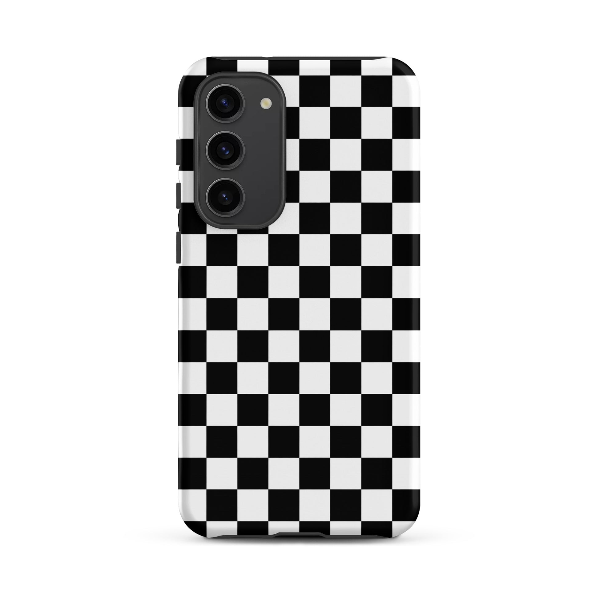 Phone Case for Samsung Galaxy with bold checkered pattern, black-and-white design, adds personality and style to your device.