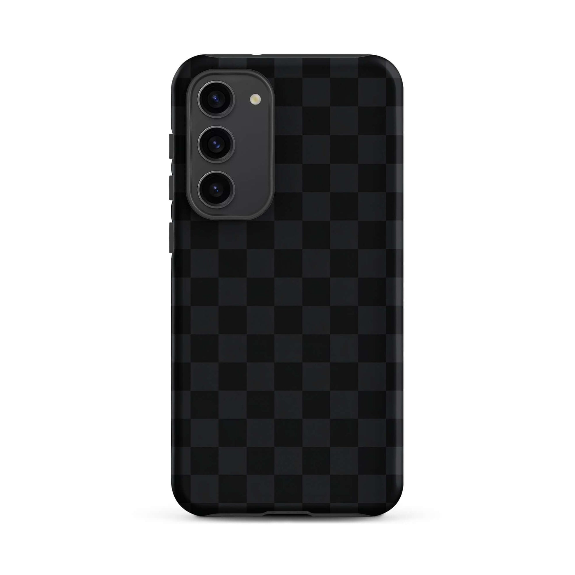 Phone Case for Samsung Galaxy with black and charcoal checkered design, sleek and modern, providing stylish protection for your device.