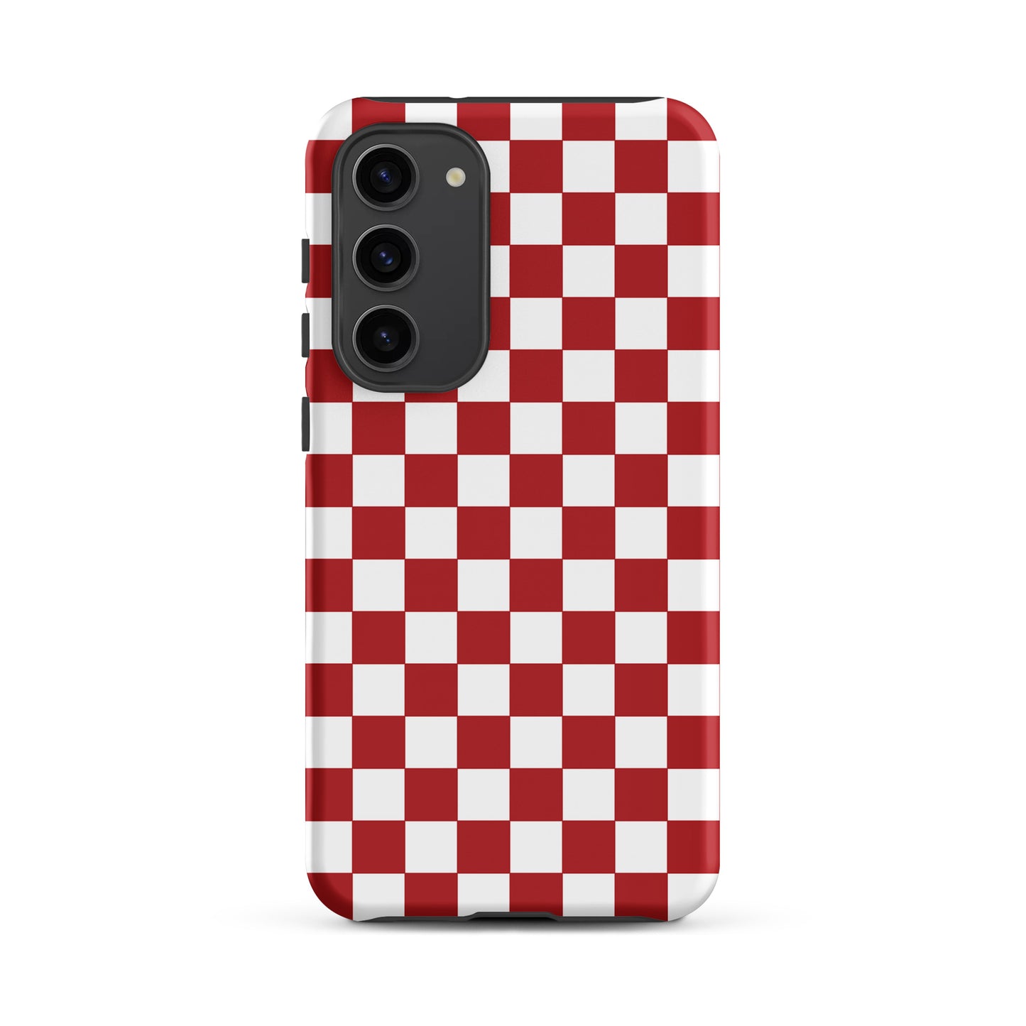Phone Case for Samsung Galaxy with Crimson Red Checkered Design, adds bold personality and playful vibe to your device.