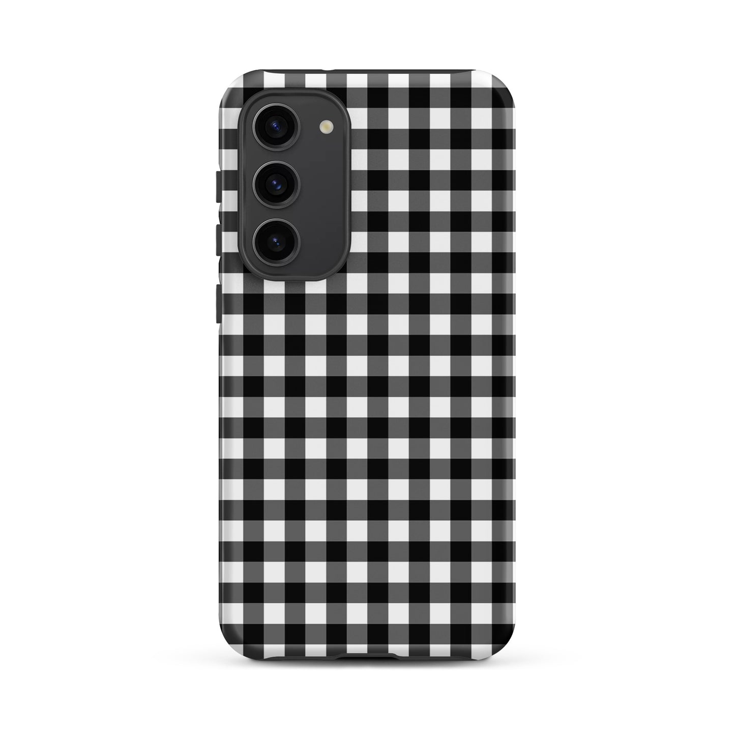 Phone Case for Samsung Galaxy with black-and-white gingham pattern, combining style and protection for your device.
