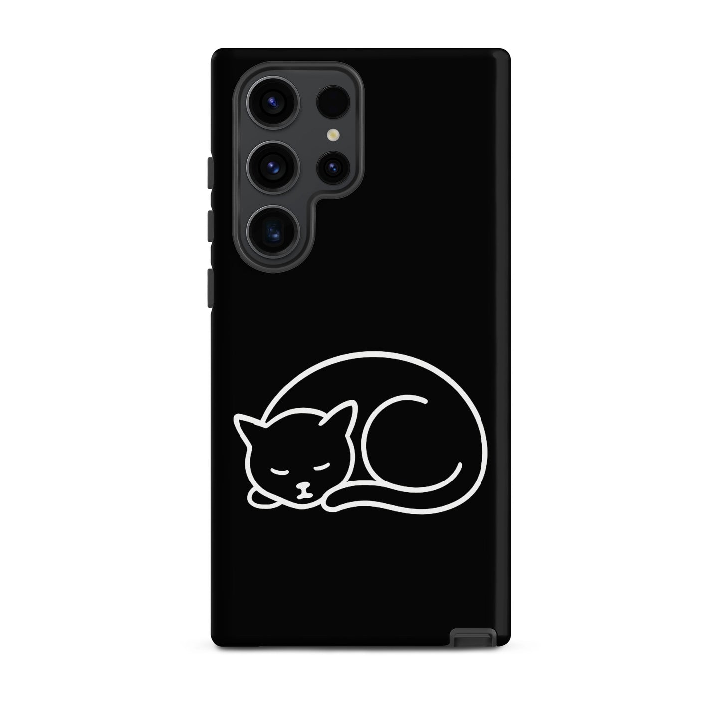Phone Case for Samsung Galaxy Phones with minimalist curled-up cat design, perfect for cat lovers.