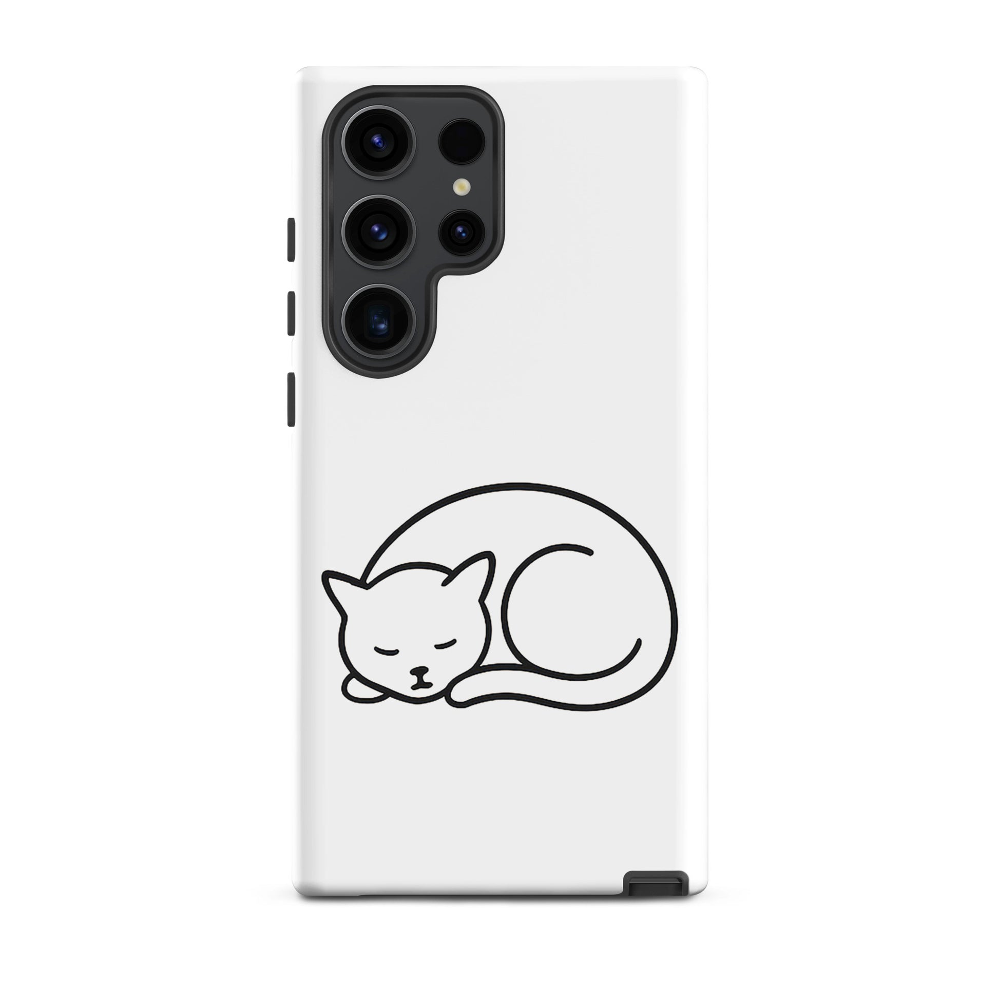 Phone Case for Samsung Galaxy Phones featuring a minimalist curled-up cat design.