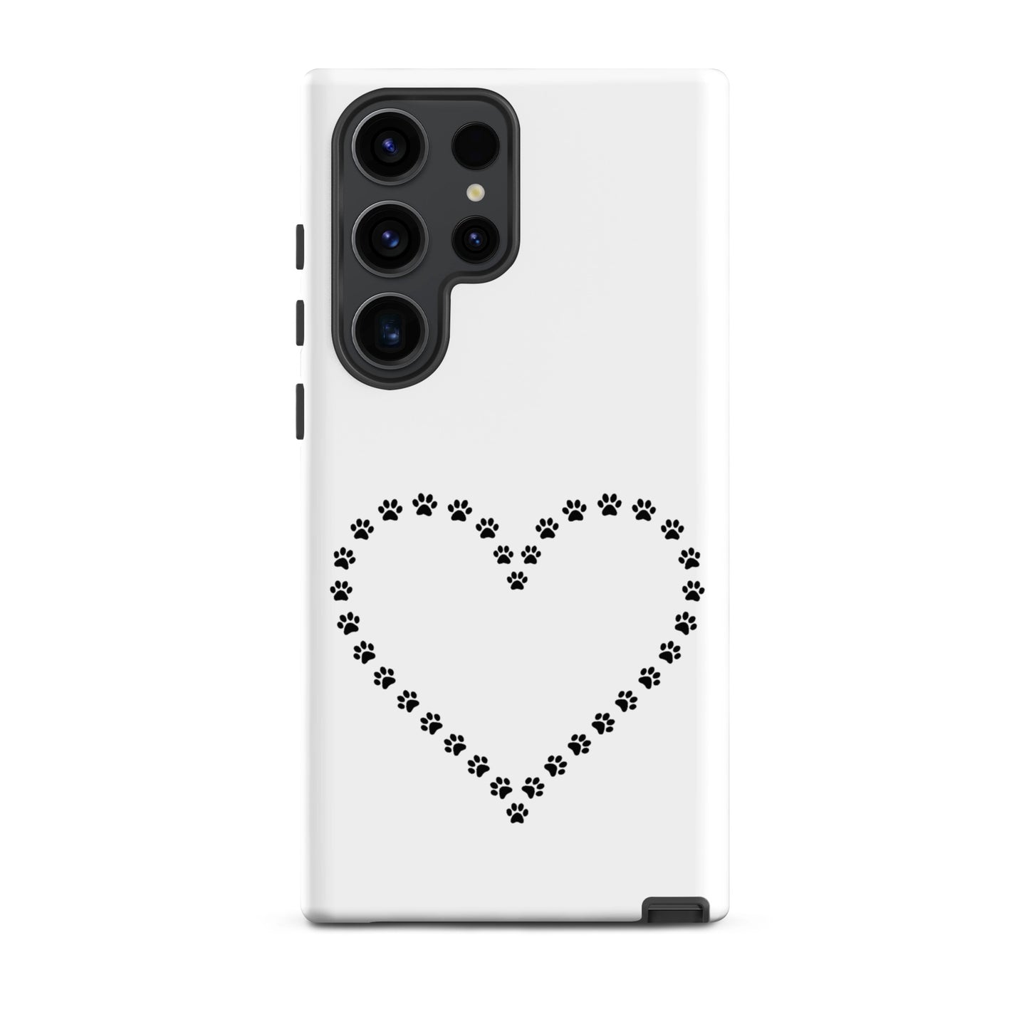 Phone Case for Samsung Galaxy with paw print heart design, perfect for pet lovers.