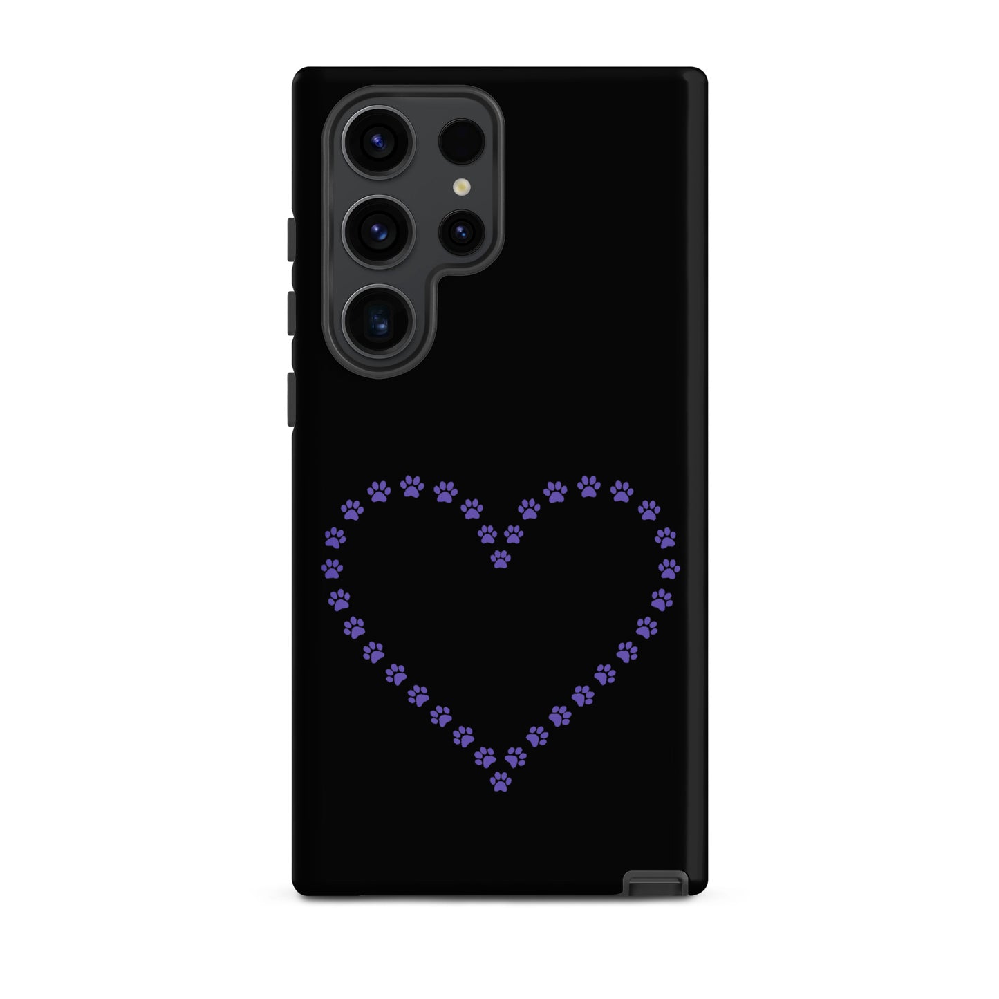 Phone Case featuring a heart design made of paw prints, perfect for pet lovers and Samsung Galaxy users.
