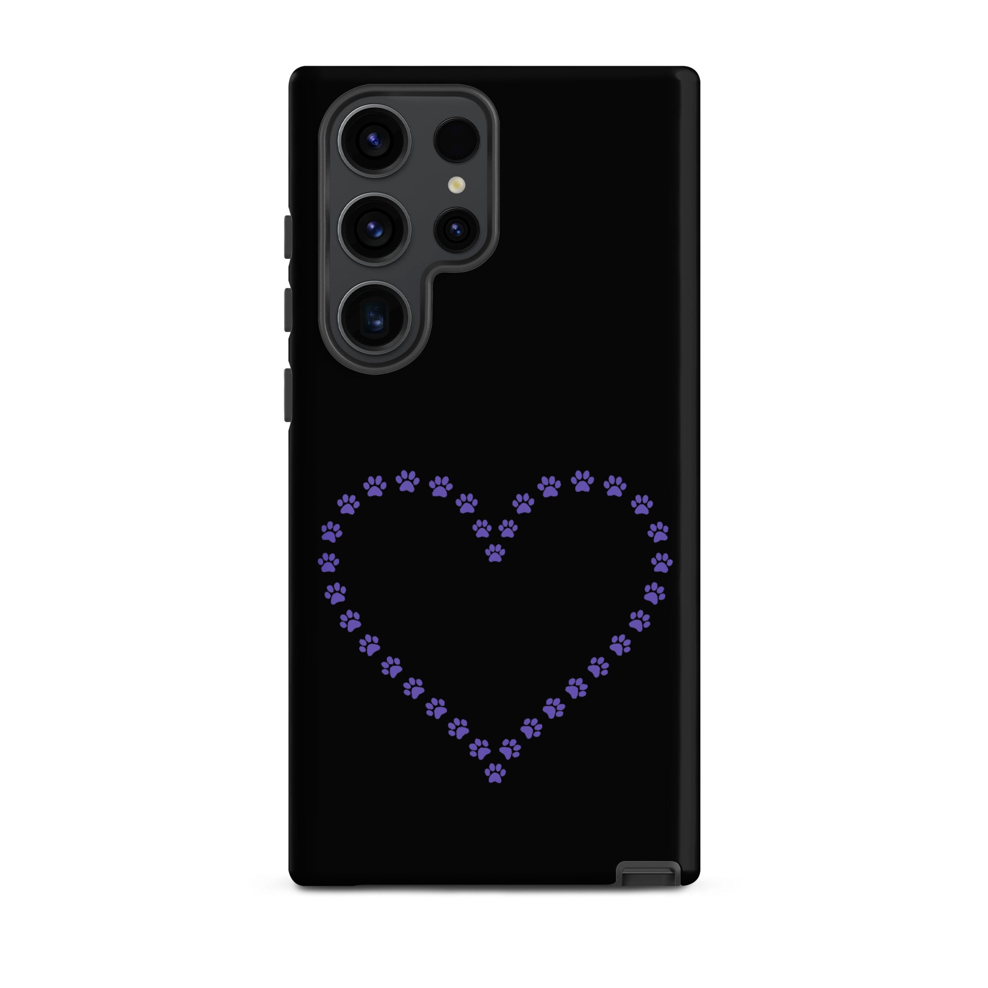 Phone Case featuring a heart design made of paw prints, perfect for pet lovers and Samsung Galaxy users.