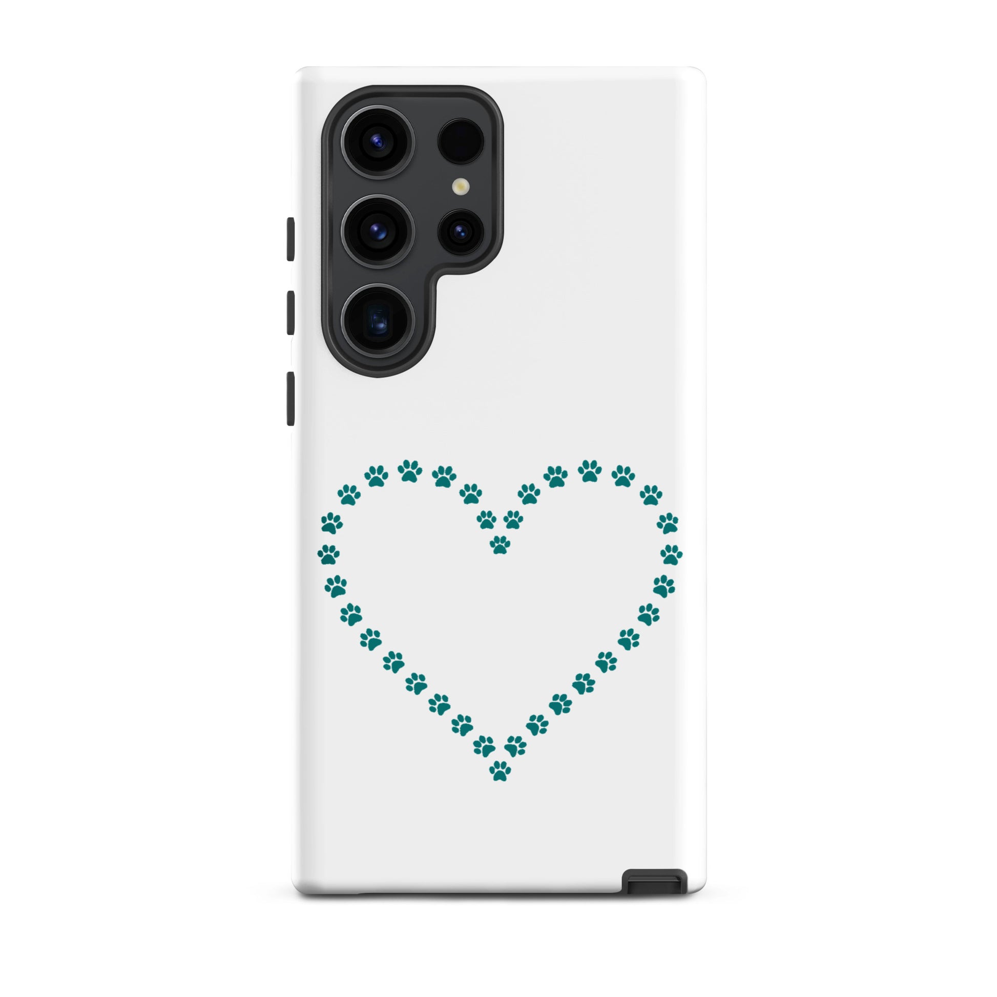 Phone Case for Samsung Galaxy featuring a paw print heart design, perfect for pet lovers.