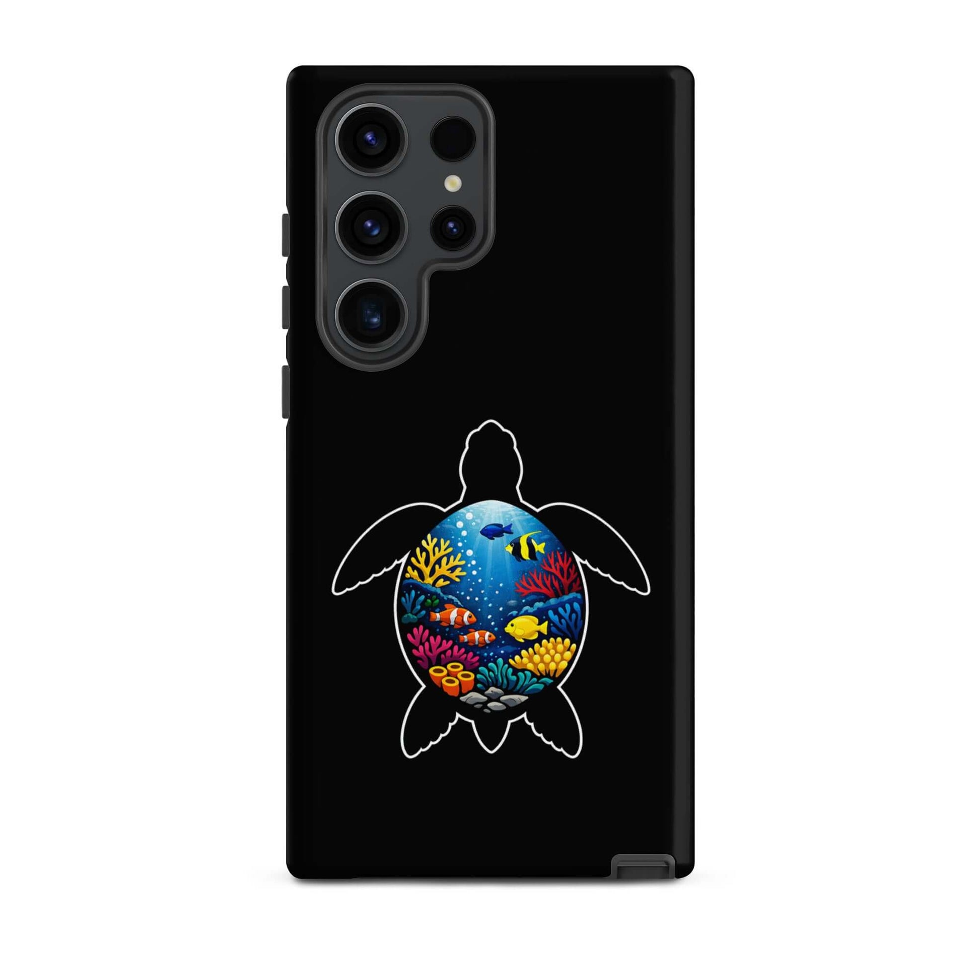 phone case for Samsung Galaxy with vibrant sea turtle reef design showcasing colorful coral scene