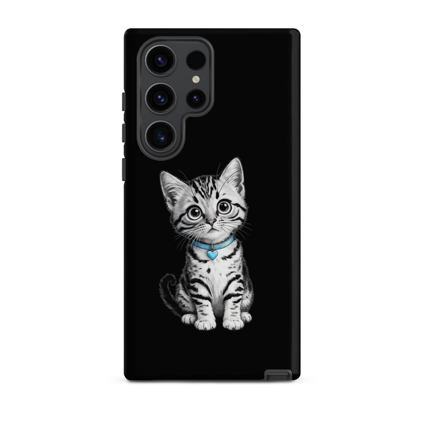 Phone Case for Samsung Galaxy with kitten and blue heart charm design