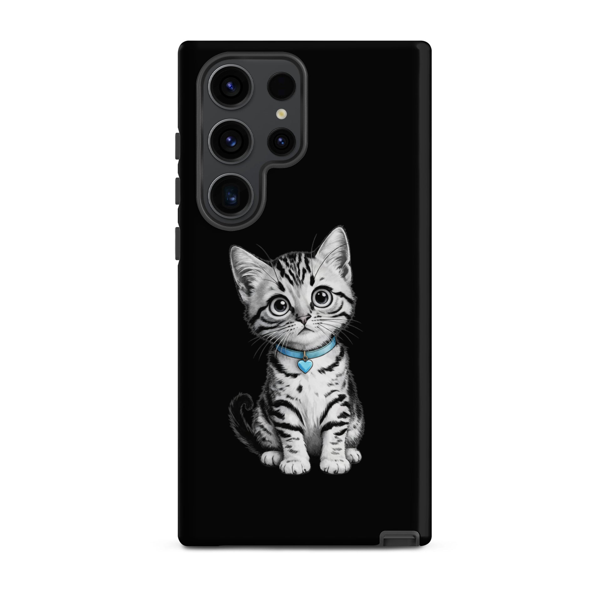 Phone Case for Samsung Galaxy with kitten and blue heart charm design