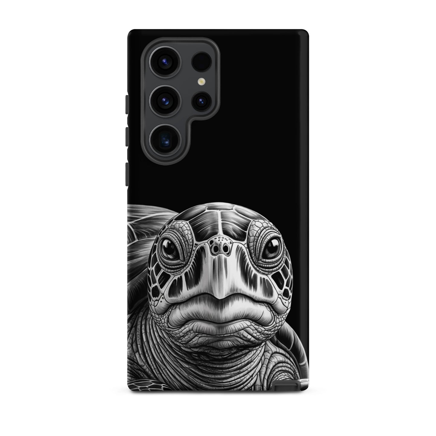 Phone Case for Samsung Galaxy with ancient sea turtle design, featuring a detailed black-and-white pencil sketch for timeless protection.