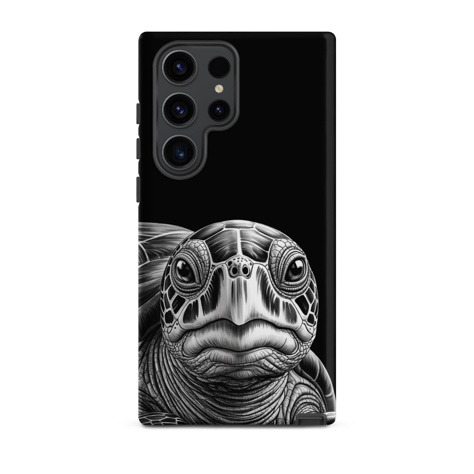Phone Case for Samsung Galaxy with ancient sea turtle design, featuring a detailed black-and-white pencil sketch for timeless protection.