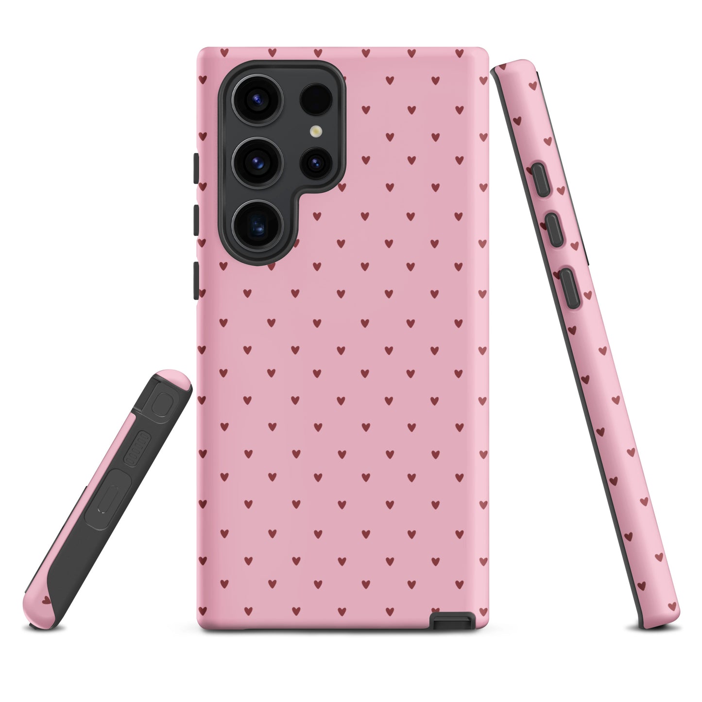 Phone Case for Samsung Galaxy with Heart-Dot pattern in pink, featuring cute heart designs for a playful and stylish look.