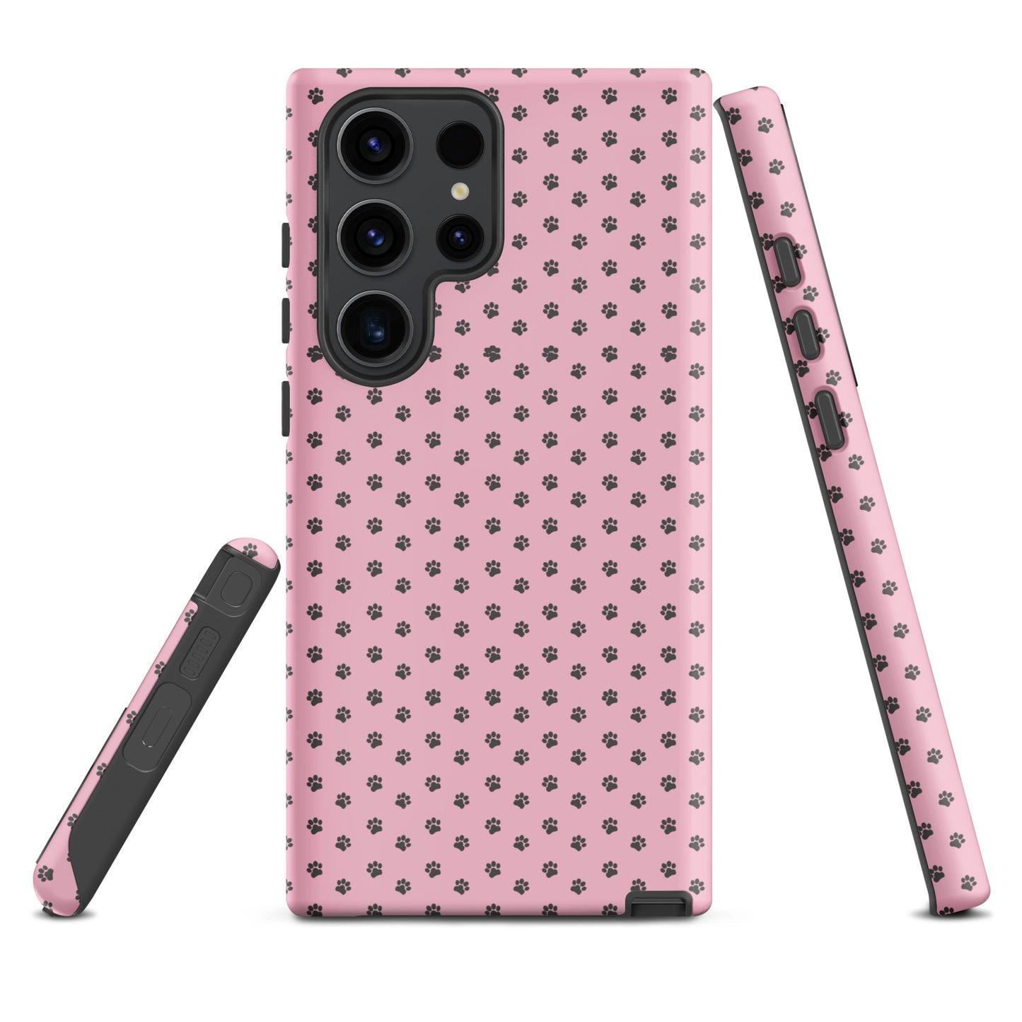 Phone Case for Samsung Galaxy with pink paw-print design offering stylish and playful protection.