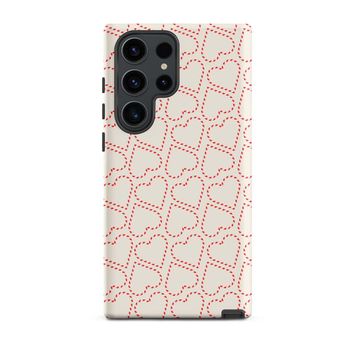 Phone Case with festive candy cane heart pattern for Samsung Galaxy, perfect for holiday celebrations and cozy winter vibes.