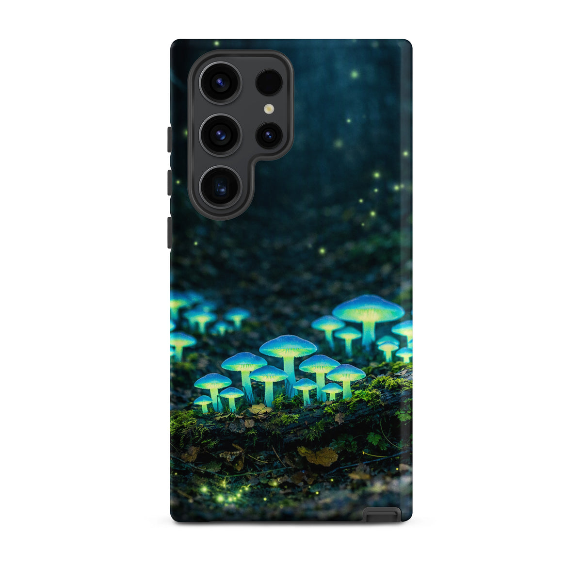 Phone Case for Samsung Galaxy with glowing forest mushrooms featuring bioluminescent blue-green design