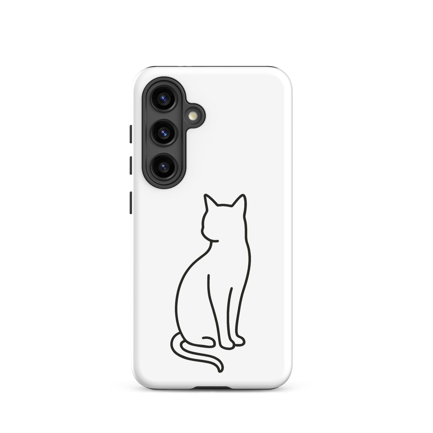 Phone Case for Samsung Galaxy featuring a minimalist outline of a sitting cat, perfect for modern pet lovers.