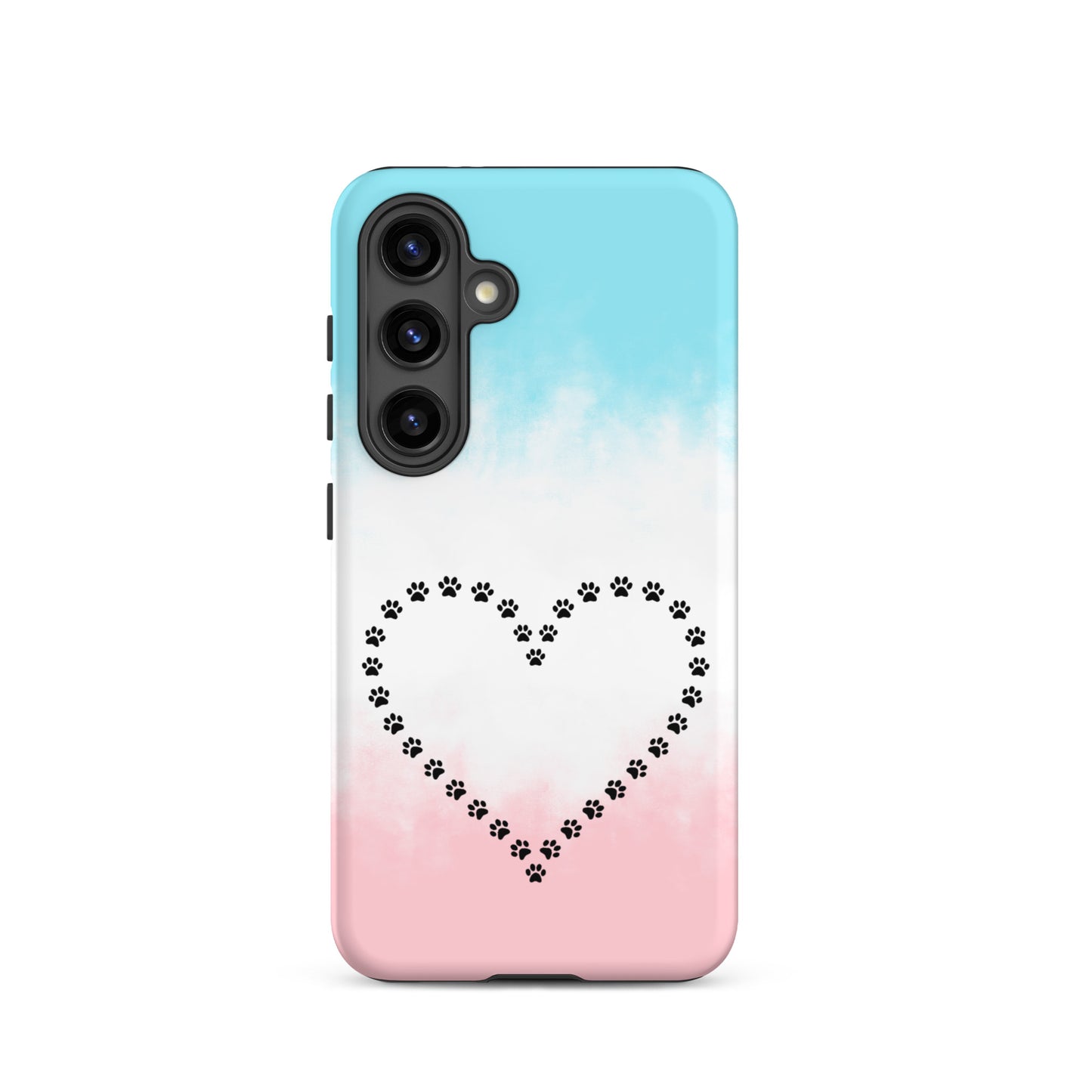Phone Case for Samsung Galaxy in pastel colors with paw print heart design for pet lovers.