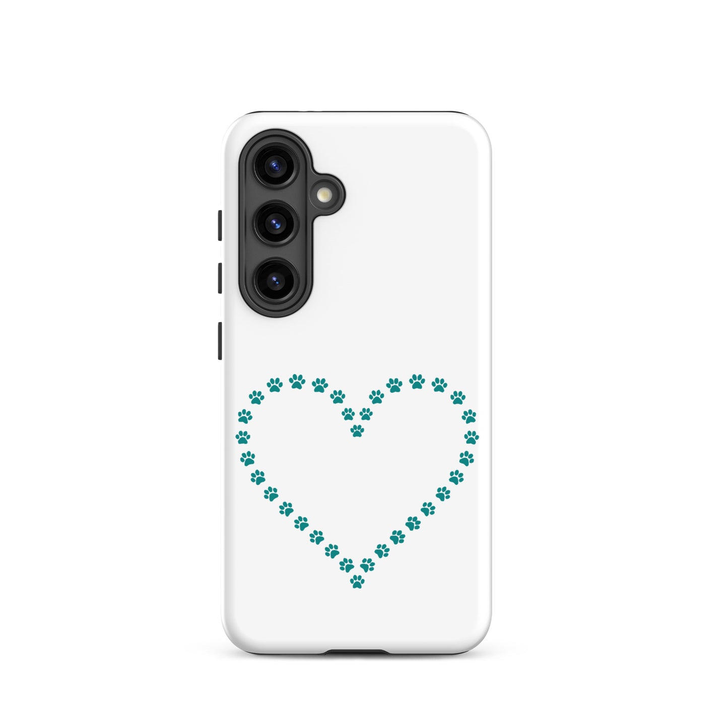 Phone Case for Samsung Galaxy with paw print heart design for pet lovers.