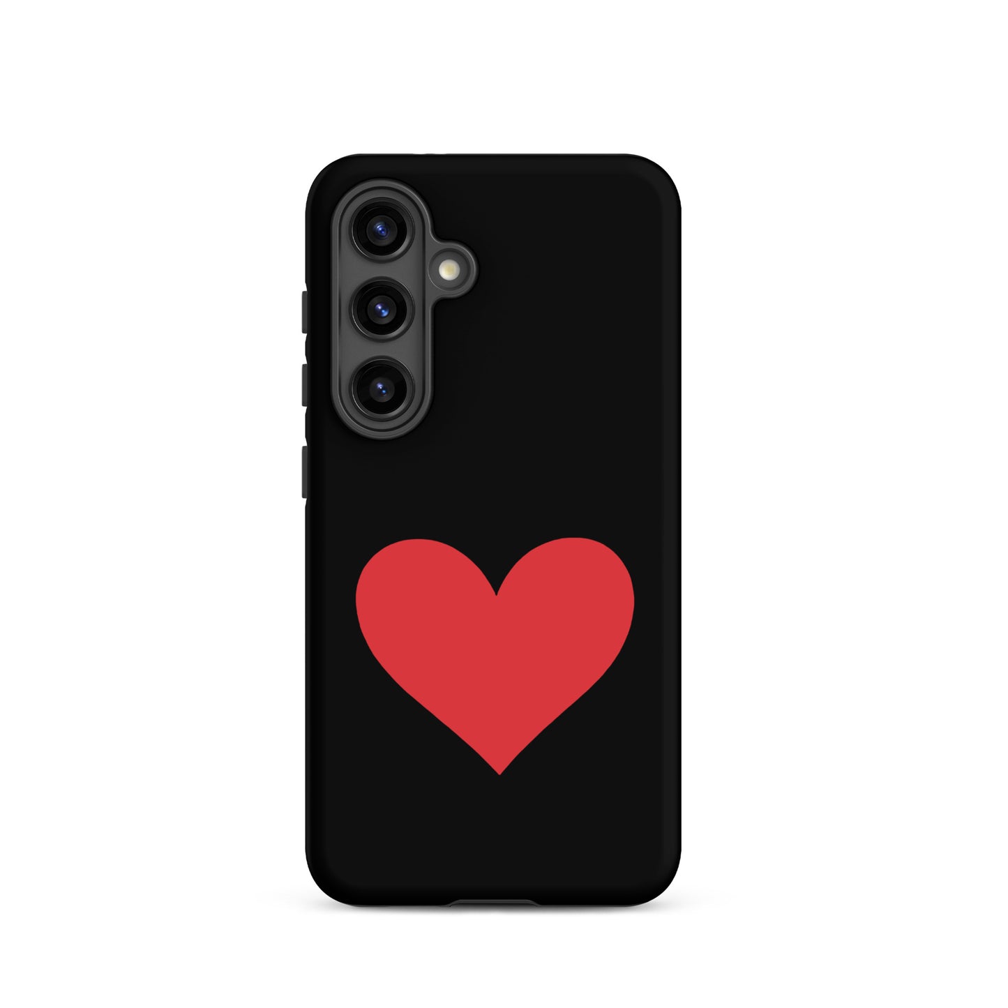 Phone Case for Samsung Galaxy featuring a vibrant red heart design on a black background.