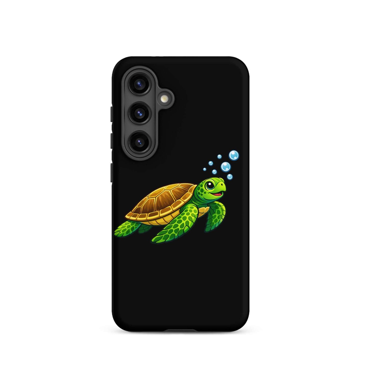 Phone Case featuring vibrant sea turtle artwork with bubbles, perfect for Samsung Galaxy.