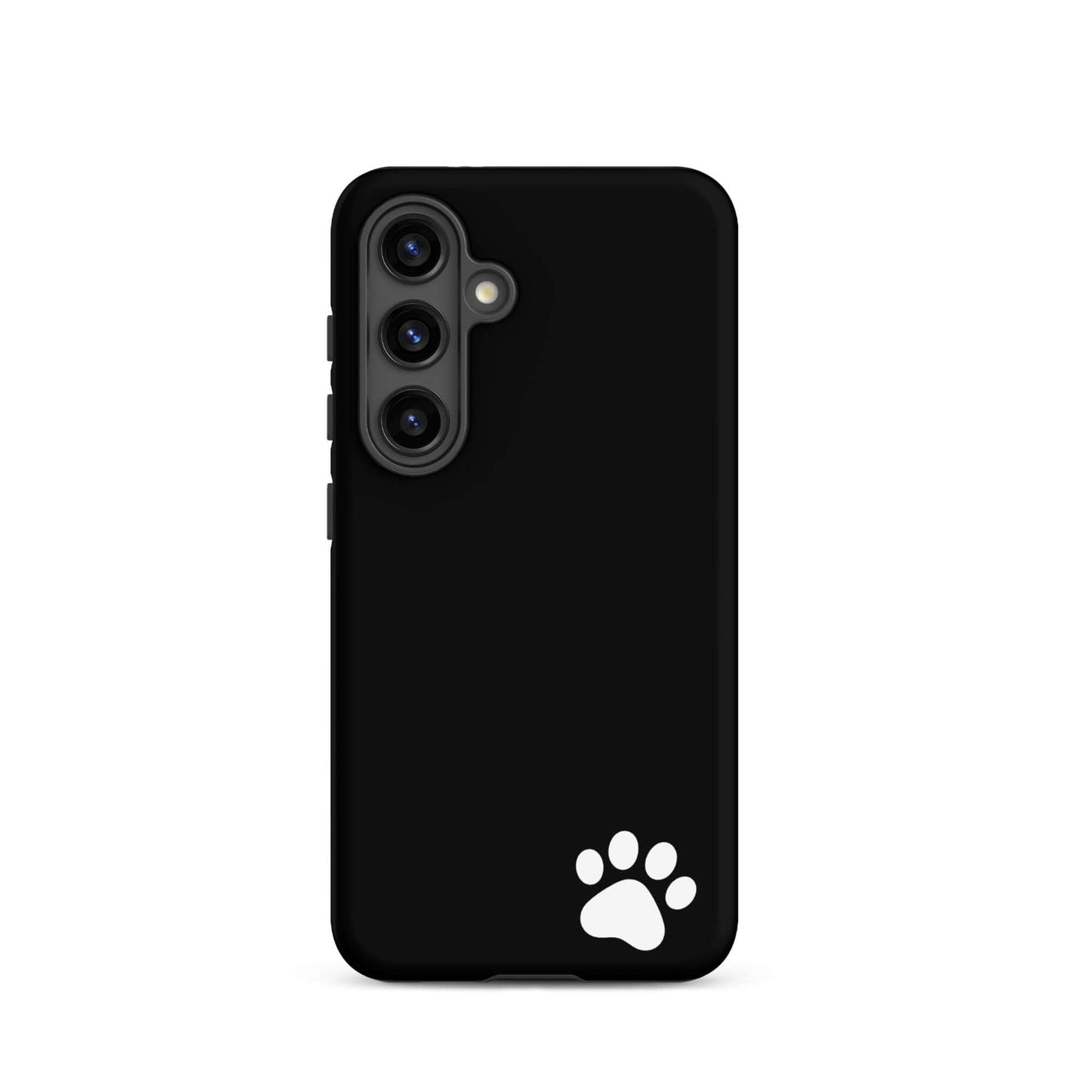 Black Phone Case for Samsung Galaxy with white paw print design