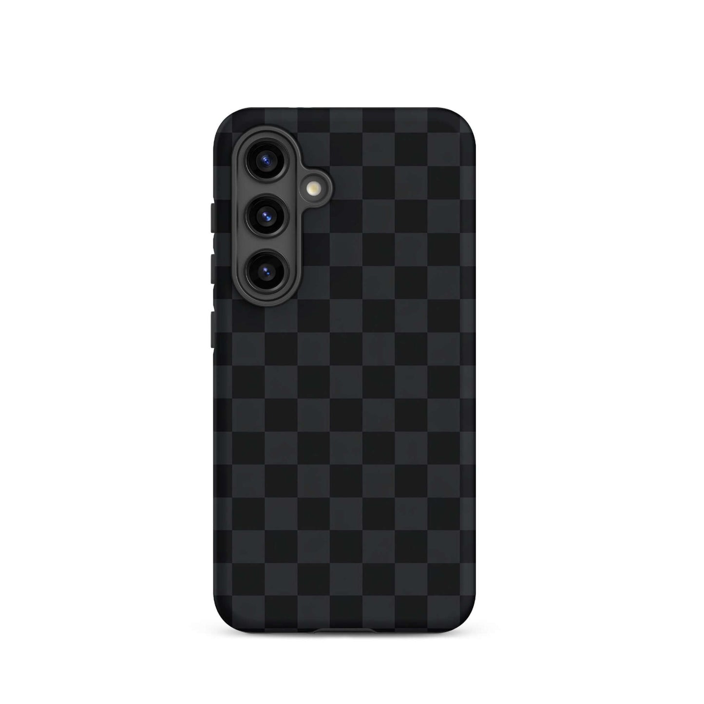 Phone Case for Samsung Galaxy with black and charcoal checkered design, sleek and stylish protection.