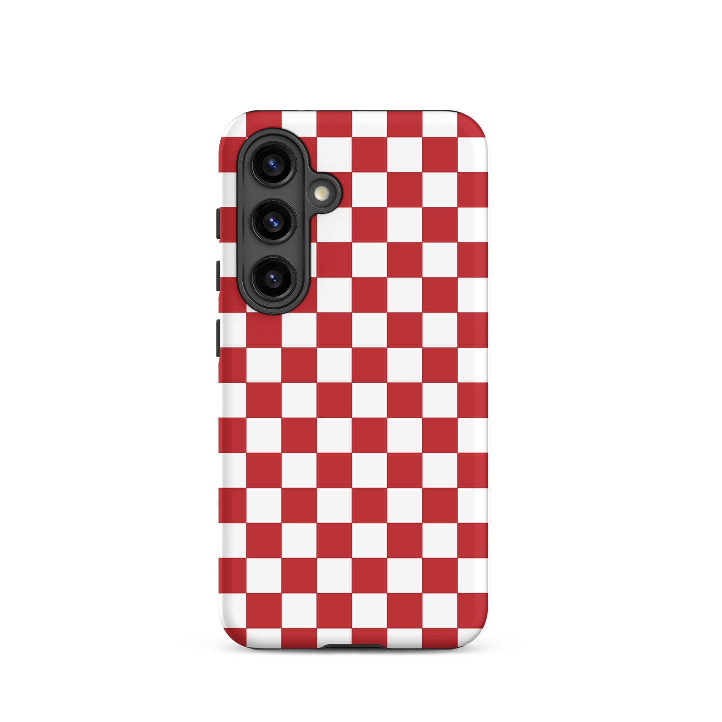 Phone Case for Samsung Galaxy with crimson red checkered design, adds style and personality to your device.