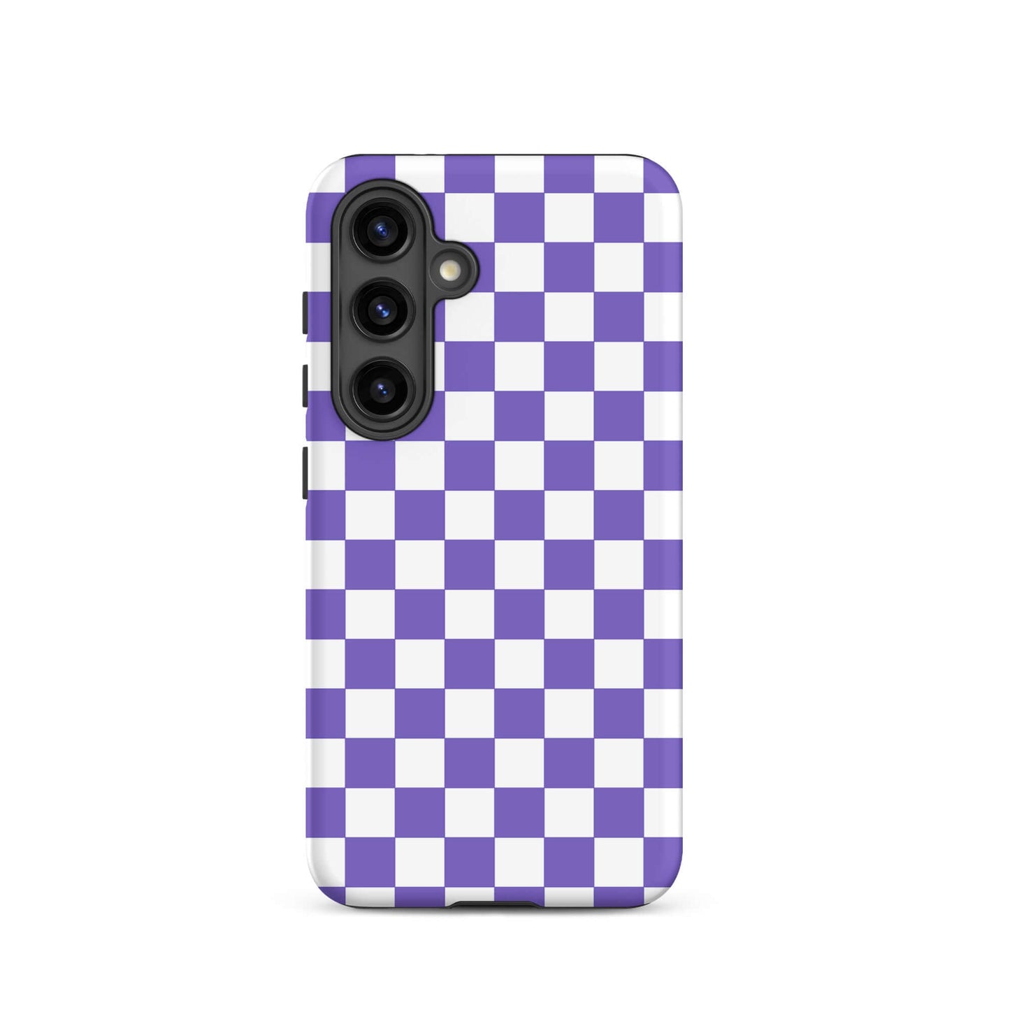 Phone Case for Samsung Galaxy with purple and white checkered design