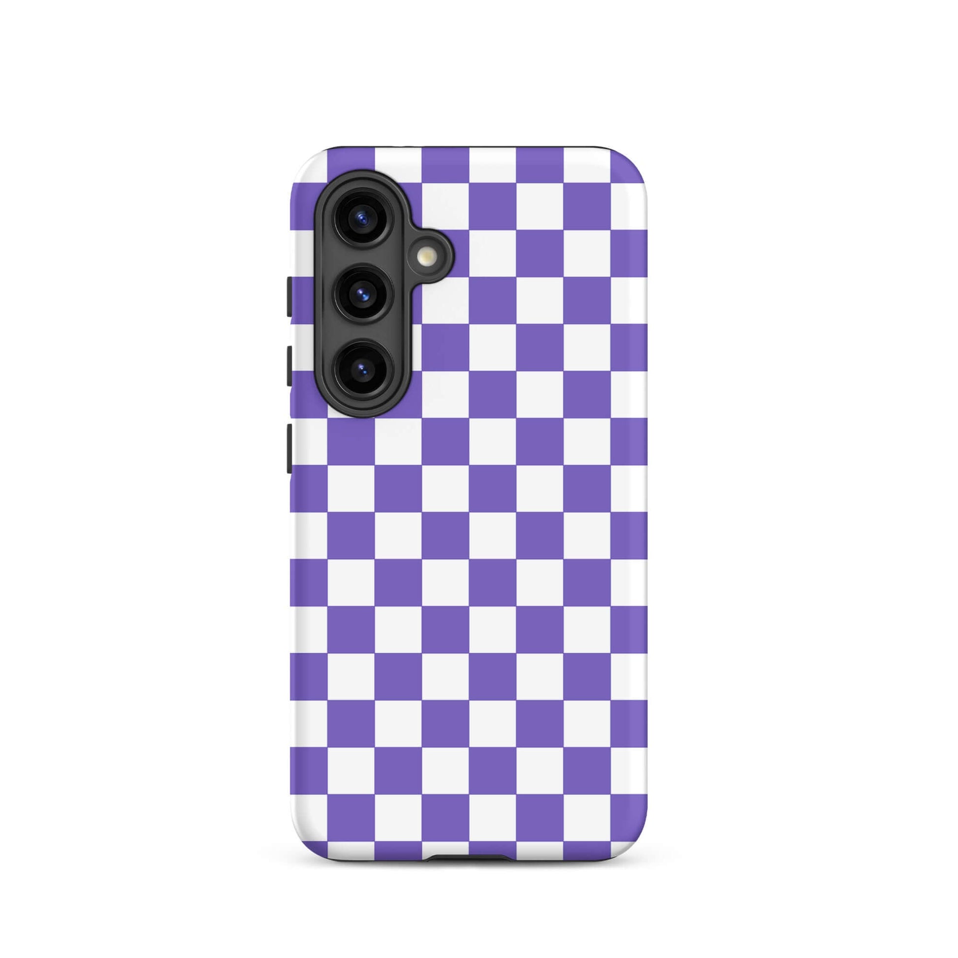 Phone Case for Samsung Galaxy with purple and white checkered design