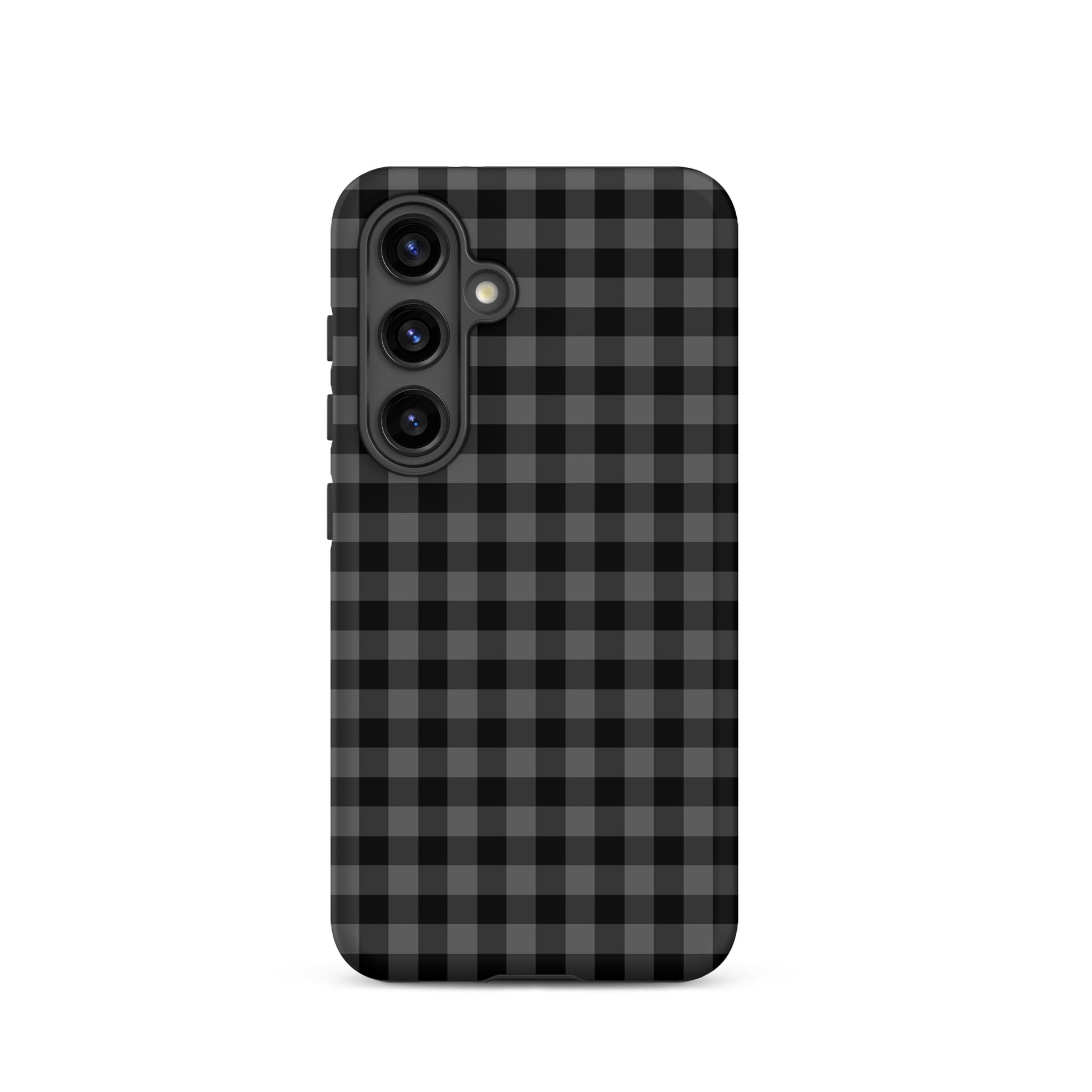 Phone Case for Samsung Galaxy with black-and-charcoal gingham pattern, blending style and protection in a chic accessory.