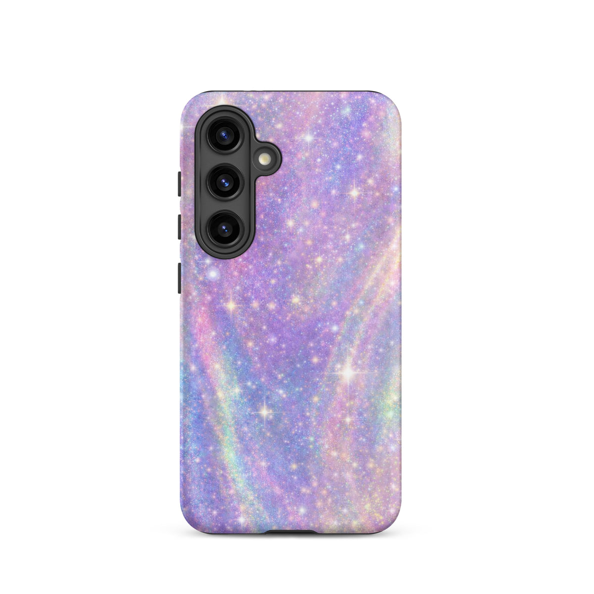 Phone Case for Samsung Galaxy with cosmic dream swirl design in pastel purple, pink, blue, and golden sparkles.