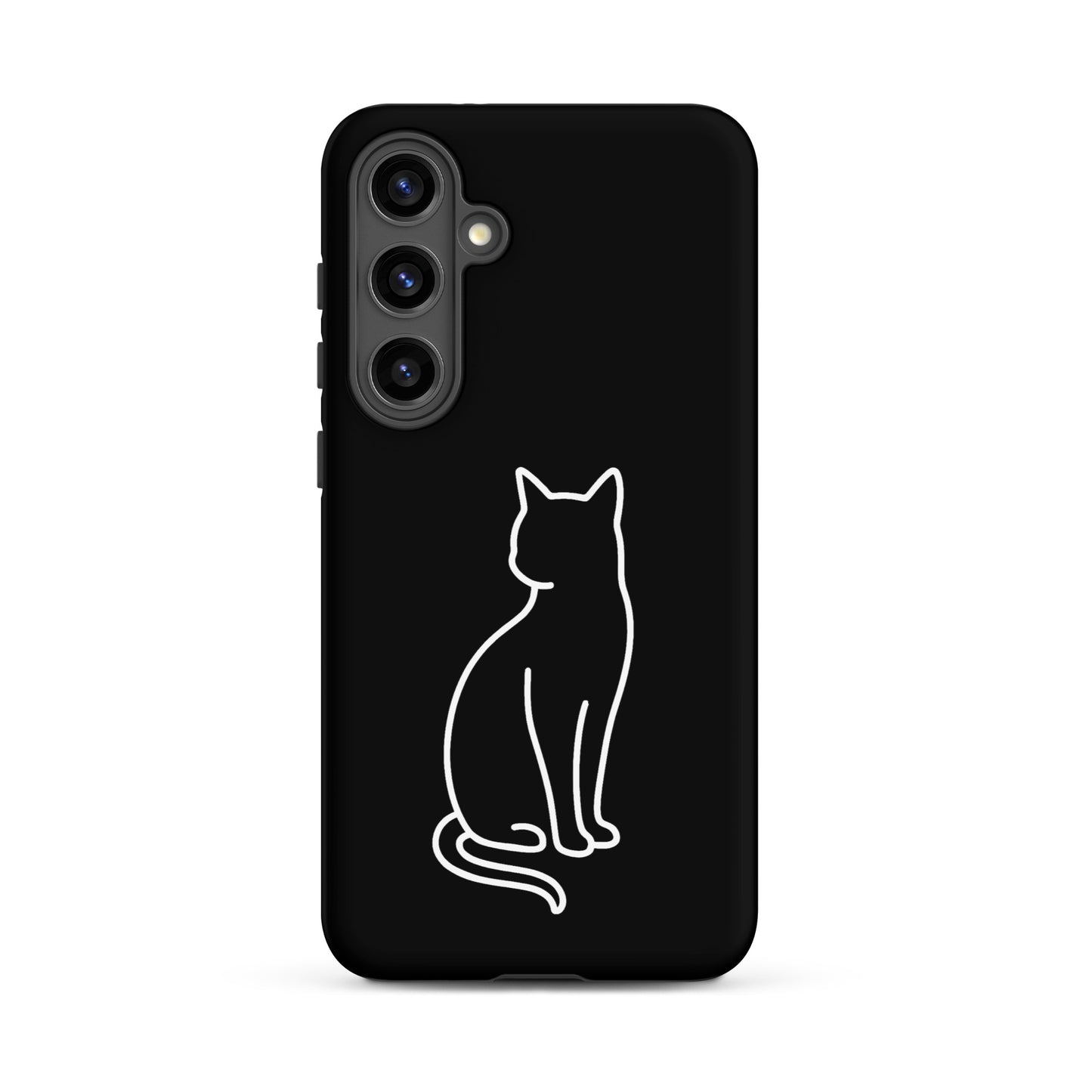 Phone Case for Samsung Galaxy featuring a minimalist sitting cat design, perfect for modern pet lovers.