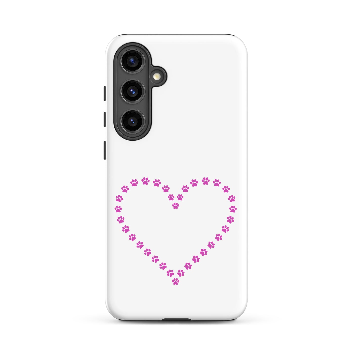 Phone Case for Samsung Galaxy with paw print heart design for pet lovers.