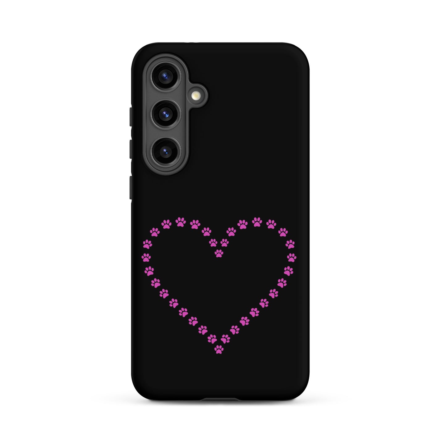 Phone Case for Samsung Galaxy featuring a heart design made of pink paw prints for pet lovers.