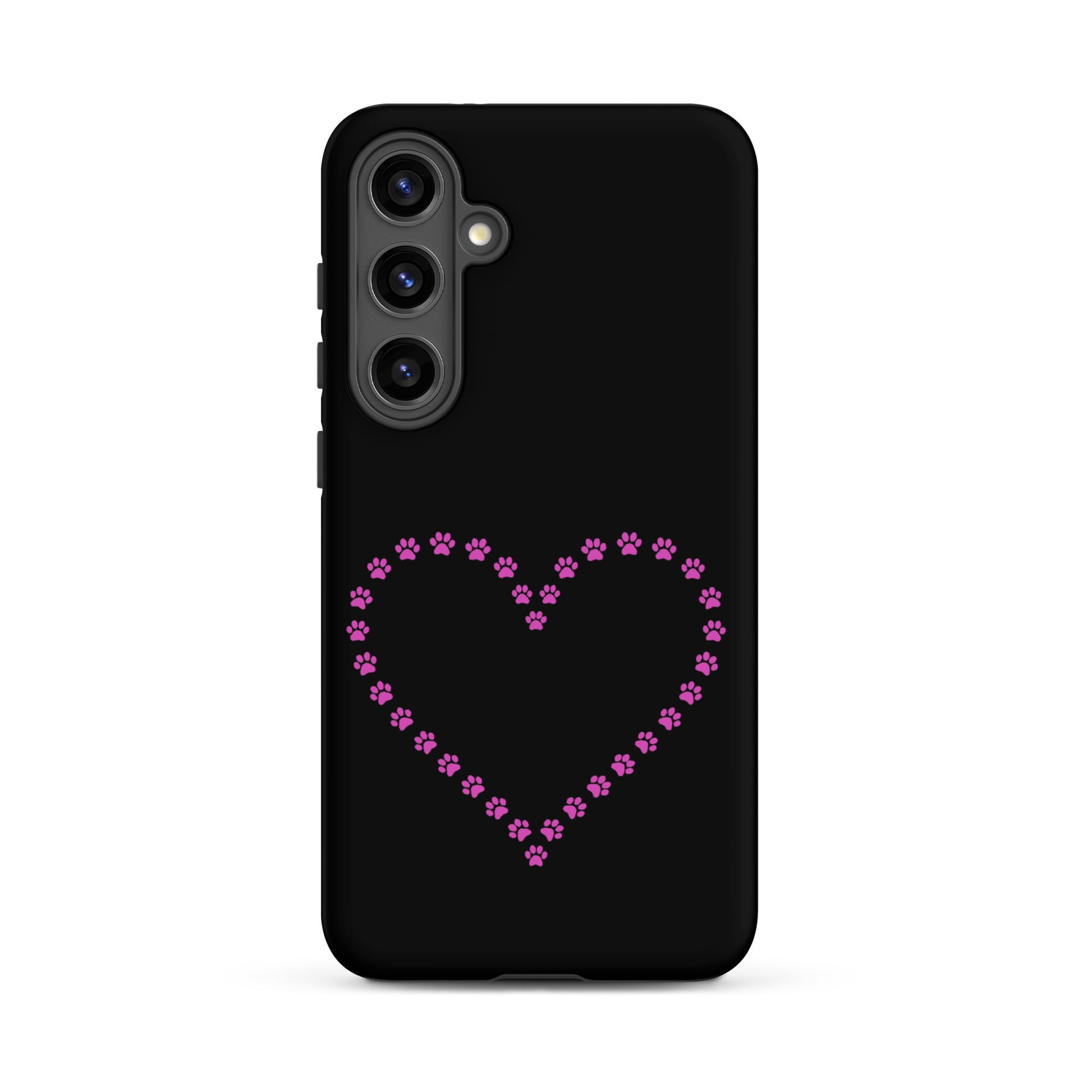 Phone Case for Samsung Galaxy featuring a heart design made of pink paw prints for pet lovers.