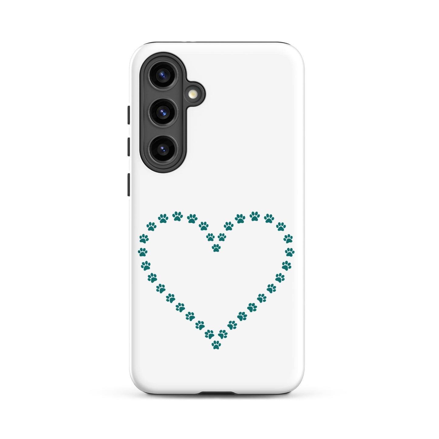 Phone Case for Samsung Galaxy featuring paw print heart design, perfect for pet lovers and animal enthusiasts.