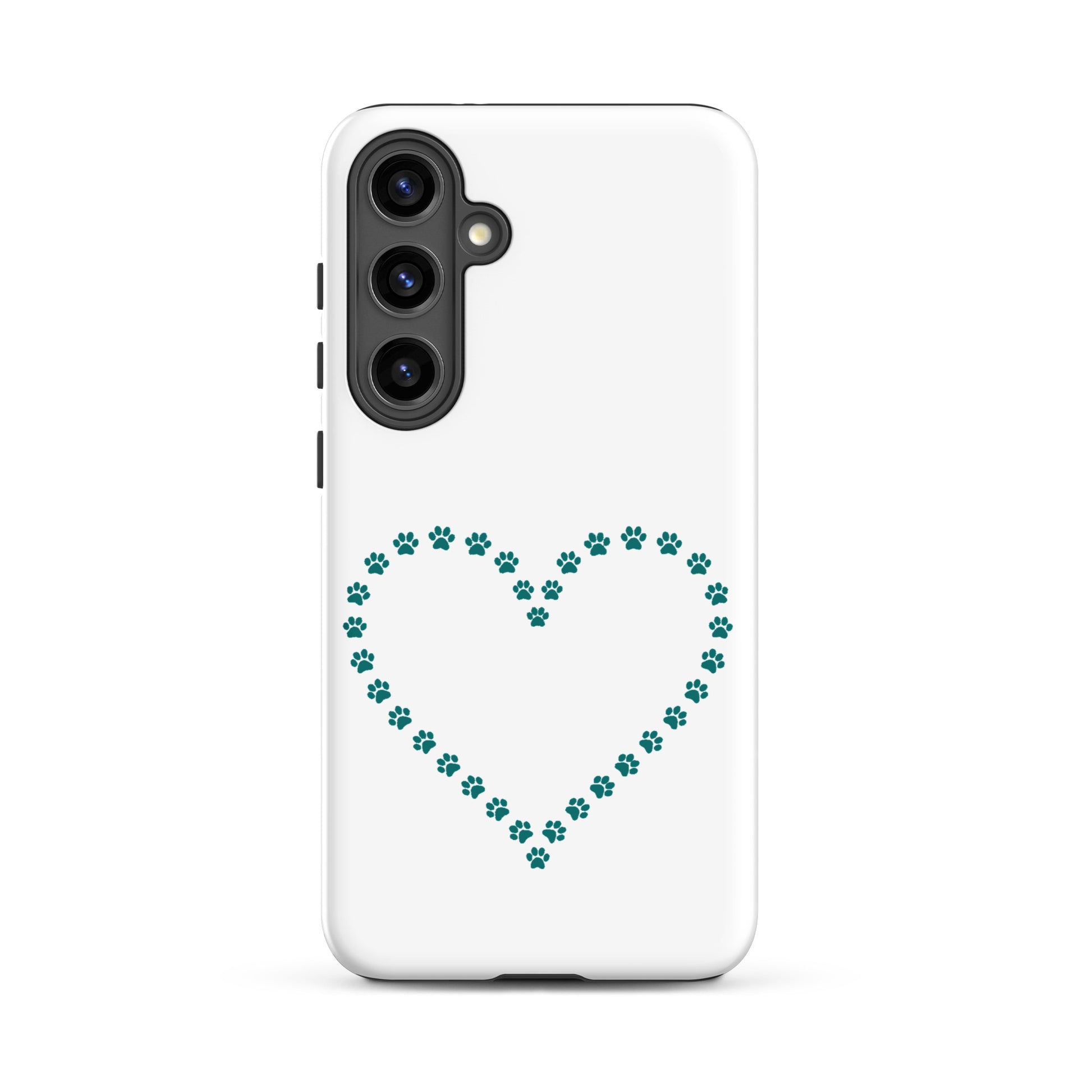 Phone Case for Samsung Galaxy featuring paw print heart design, perfect for pet lovers and animal enthusiasts.