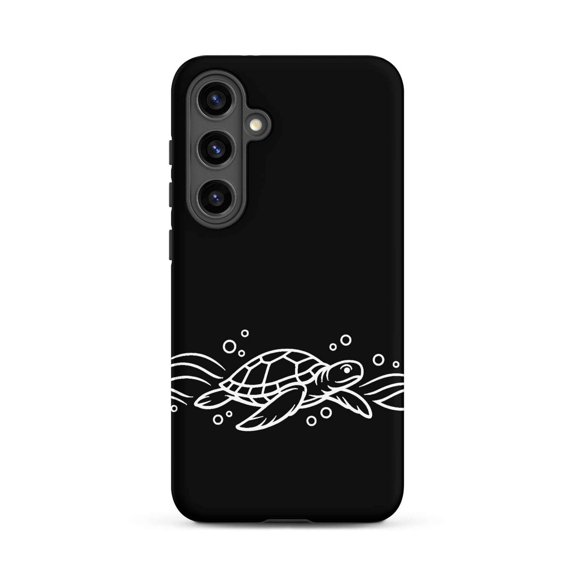 Phone Case for Samsung Galaxy featuring a minimalist sea turtle design gliding through abstract waves.
