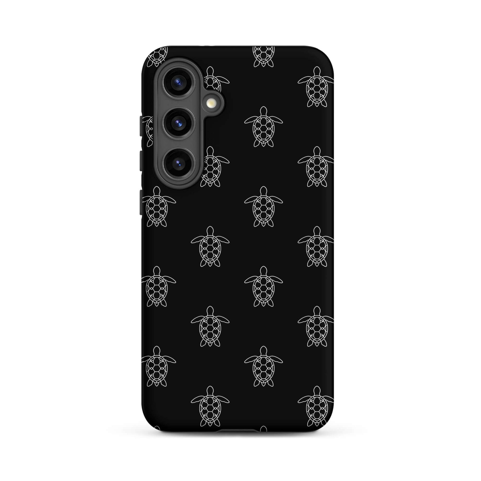 Phone Case featuring minimalist sea turtle pattern in black and white design.