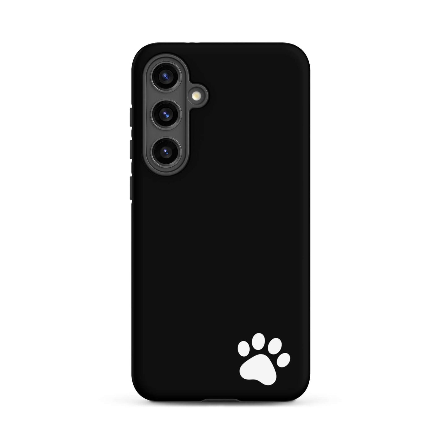Phone Case for Samsung Galaxy with white paw print design, black Luxe Minimalist Tough Case, animal-lover style accessory