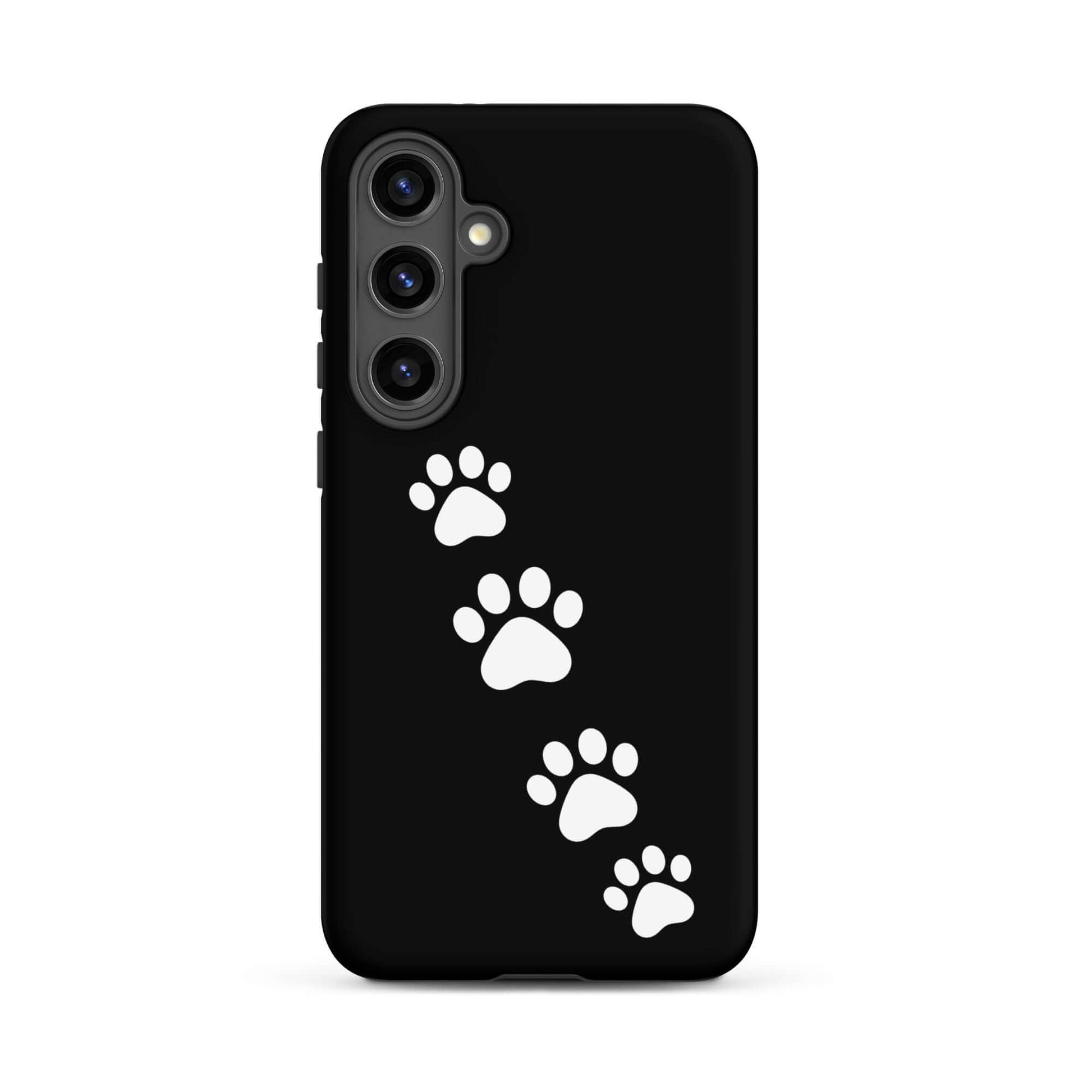 Phone case with white paw-print trail design for Samsung Galaxy