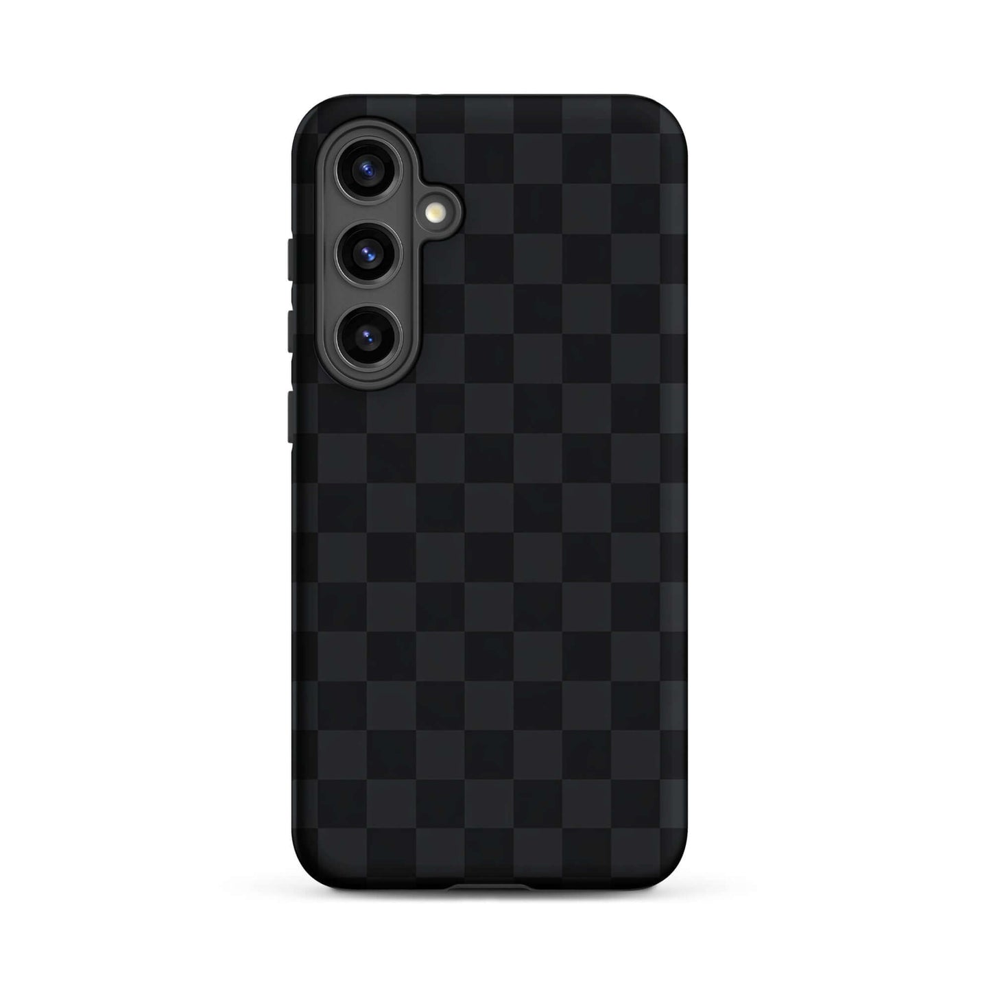 Phone Case for Samsung Galaxy with black and charcoal checkered design, sleek and modern style for everyday protection.