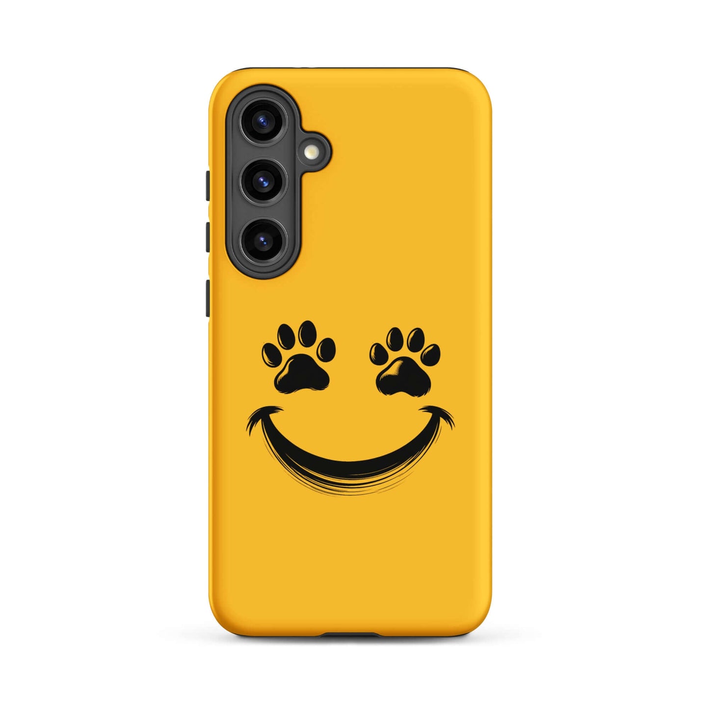 Phone Case for Samsung Galaxy with smiley face and paw prints design for pet lovers.