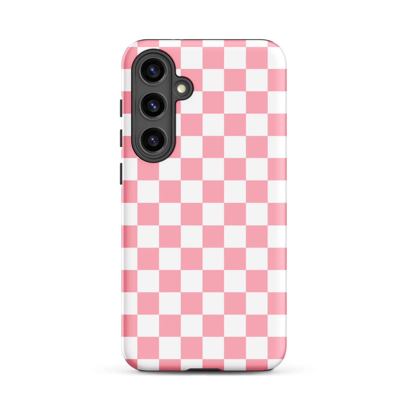 Phone Case for Samsung Galaxy with playful pink and white checkered pattern