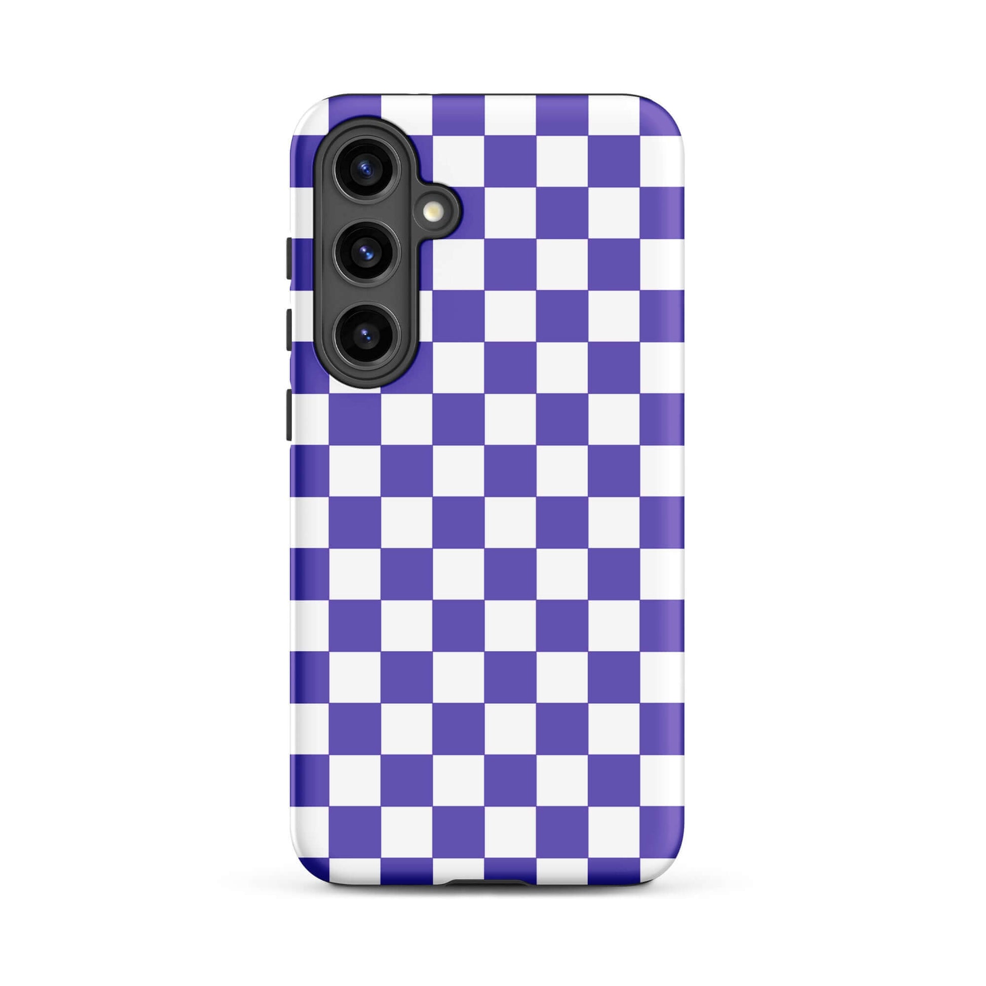 Phone Case for Samsung Galaxy with purple and white checkered pattern adds style and personality to your smartphone.