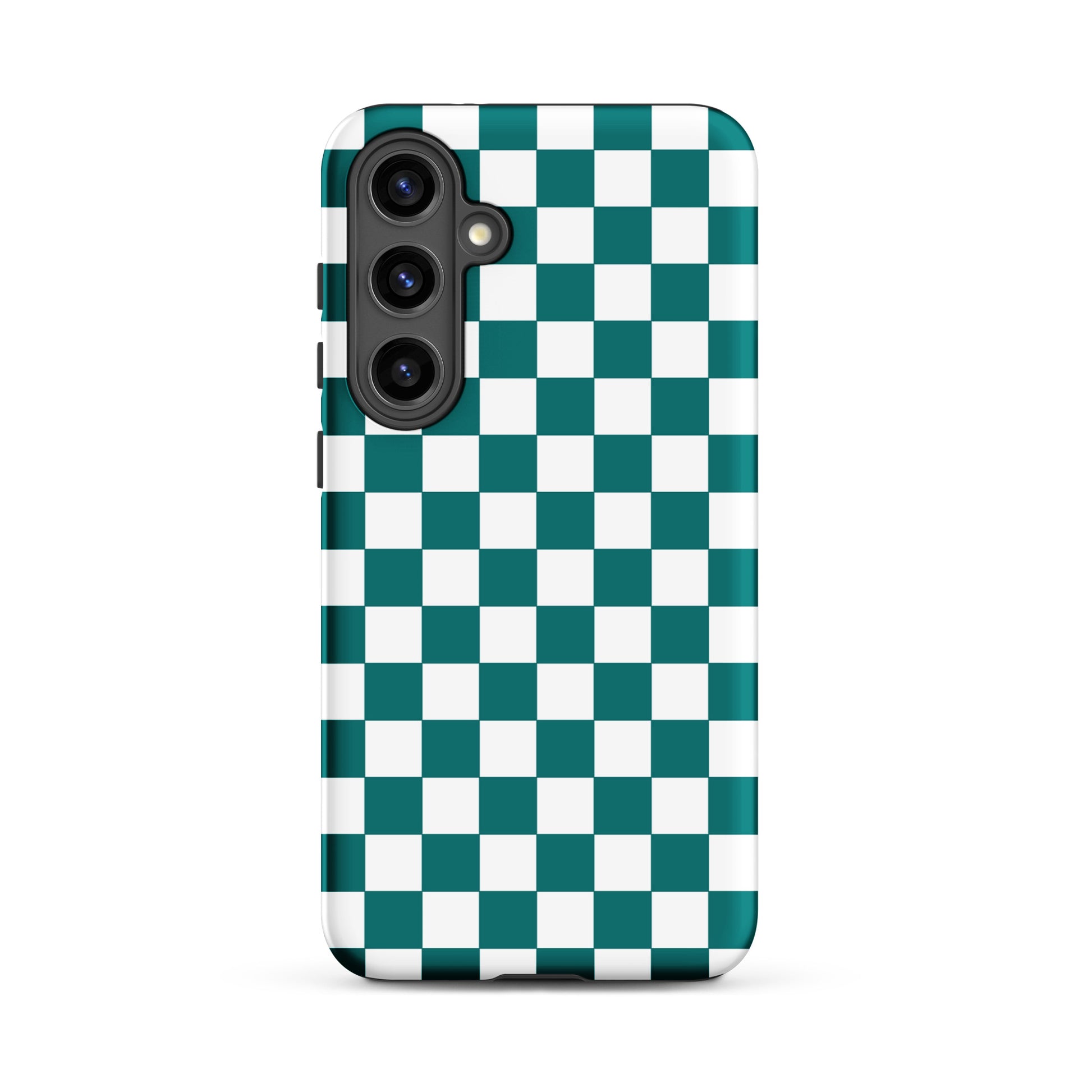 Phone Case for Samsung Galaxy with teal and white checkered design, adding playful style and personality to your device.