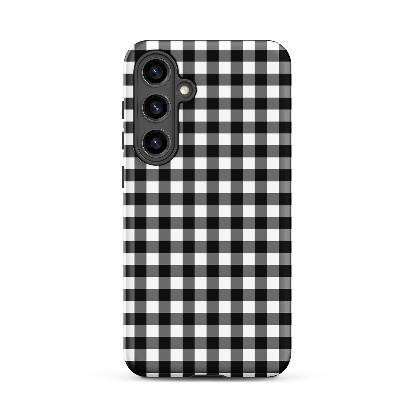 Phone Case for Samsung Galaxy with black-and-white gingham pattern, blending style and protection, offering luxury craftsmanship.
