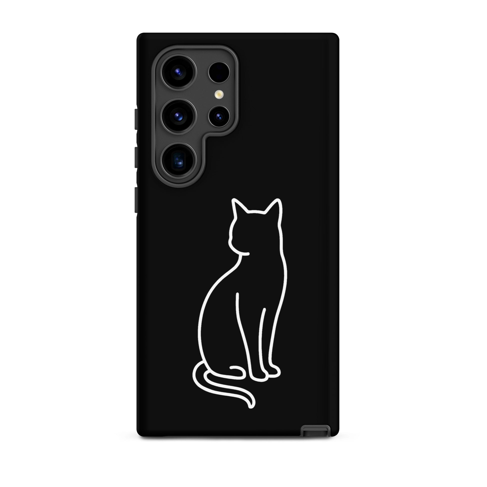 Phone Case for Samsung Galaxy featuring a minimalist sitting cat design, perfect for pet lovers.