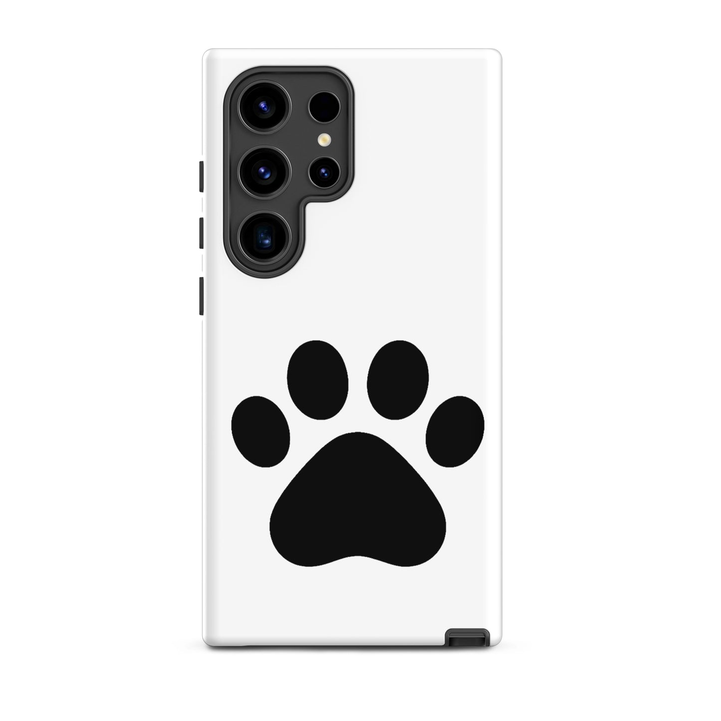 Phone Case for Samsung Galaxy with minimalist black paw print design for pet lovers.