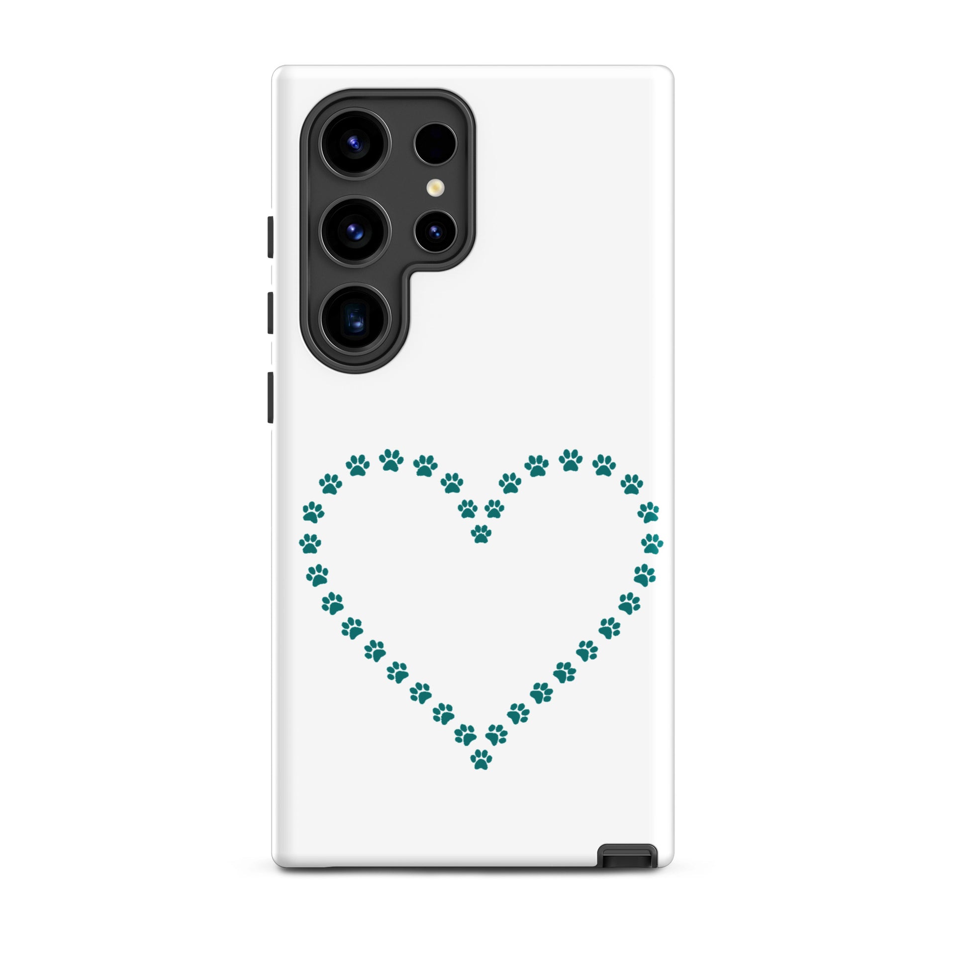 Phone Case for Samsung Galaxy featuring paw print heart design, perfect for pet lovers and animal enthusiasts.